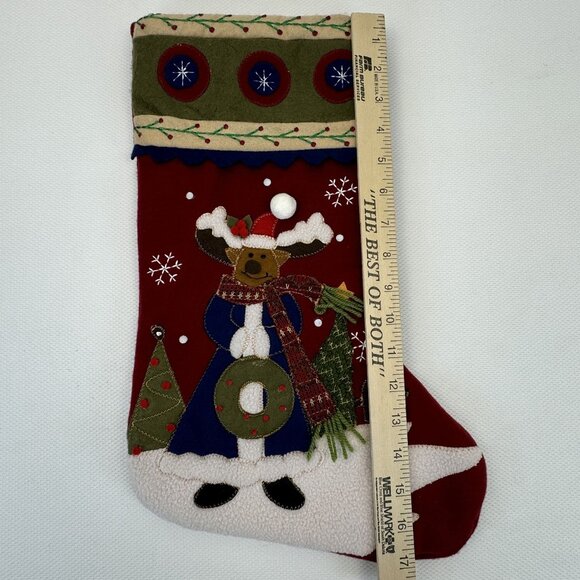 Creative Design Handcrafted Christmas Stocking Moose Design Festive Accents 17" - Picture 7 of 8